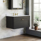Farlow Shaker Wall Mounted 800mm 1-Drawer Basin Vanity Unit - Satin Soft Black