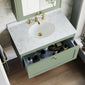 Farlow Shaker Wall Mounted 800mm 1-Drawer Basin Vanity Unit - Satin Green
