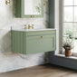 Farlow Shaker Wall Mounted 800mm 1-Drawer Basin Vanity Unit - Satin Green
