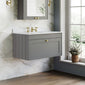Farlow Shaker Wall Mounted 800mm 1-Drawer Basin Vanity Unit - Satin Grey