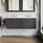 Farlow Shaker Wall Mounted 1200mm 2-Drawer Basin Vanity Unit - Satin Soft Black