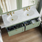 Farlow Shaker Wall Mounted 1200mm 2-Drawer Basin Vanity Unit - Satin Green