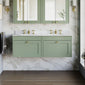 Farlow Shaker Wall Mounted 1200mm 2-Drawer Basin Vanity Unit - Satin Green