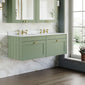 Farlow Shaker Wall Mounted 1200mm 2-Drawer Basin Vanity Unit - Satin Green