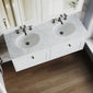 Farlow Shaker Wall Mounted 1200mm 2-Drawer Basin Vanity Unit - Satin White