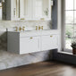 Farlow Shaker Wall Mounted 1200mm 2-Drawer Basin Vanity Unit - Satin White