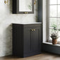 Farlow Shaker Floor Standing 600mm 2-Door Vanity with Marble Countertop - Satin Soft Black