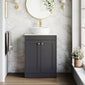 Farlow Shaker Floor Standing 600mm 2-Door Vanity with Marble Countertop - Satin Soft Black
