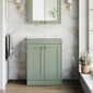Farlow Shaker Floor Standing 600mm 2-Door Vanity with Marble Countertop - Satin Green