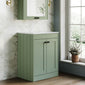 Farlow Shaker Floor Standing 600mm 2-Door Vanity with Marble Countertop - Satin Green