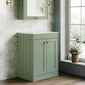 Farlow Shaker Floor Standing 600mm 2-Door Vanity with Marble Countertop - Satin Green