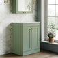 Farlow Shaker Floor Standing 600mm 2-Door Vanity with Marble Countertop - Satin Green