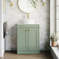 Farlow Shaker Floor Standing 600mm 2-Door Vanity with Marble Countertop - Satin Green
