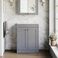 Farlow Shaker Floor Standing 600mm 2-Door Vanity with Marble Countertop - Satin Grey