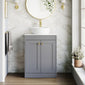 Farlow Shaker Floor Standing 600mm 2-Door Vanity with Marble Countertop - Satin Grey