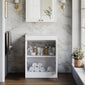 Farlow Shaker Floor Standing 600mm 2-Door Vanity with Marble Countertop - Satin White