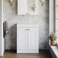 Farlow Shaker Floor Standing 600mm 2-Door Vanity with Marble Countertop - Satin White