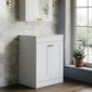 Farlow Shaker Floor Standing 600mm 2-Door Vanity with Marble Countertop - Satin White
