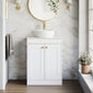 Farlow Shaker Floor Standing 600mm 2-Door Vanity with Marble Countertop - Satin White