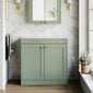 Farlow Shaker Floor Standing 800mm 2-Door Vanity with Marble Countertop - Satin Green