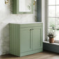 Farlow Shaker Floor Standing 800mm 2-Door Vanity with Marble Countertop - Satin Green