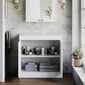 Farlow Shaker Floor Standing 800mm 2-Door Vanity with Marble Countertop - Satin White