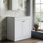 Farlow Shaker Floor Standing 800mm 2-Door Vanity with Marble Countertop - Satin White