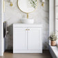 Farlow Shaker Floor Standing 800mm 2-Door Vanity with Marble Countertop - Satin White