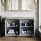 Farlow Shaker Floor Standing 1200mm 4-Door Vanity with Marble Countertop - Pebble Grey