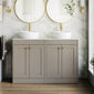 Farlow Shaker Floor Standing 1200mm 4-Door Vanity with Marble Countertop - Pebble Grey