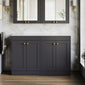 Farlow Shaker Floor Standing 1200mm 4-Door Vanity with Marble Countertop - Satin Soft Black