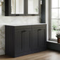 Farlow Shaker Floor Standing 1200mm 4-Door Vanity with Marble Countertop - Satin Soft Black