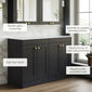 Farlow Shaker Floor Standing 1200mm 4-Door Vanity with Marble Countertop - Satin Soft Black