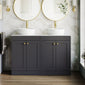 Farlow Shaker Floor Standing 1200mm 4-Door Vanity with Marble Countertop - Satin Soft Black