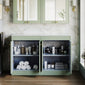 Farlow Shaker Floor Standing 1200mm 4-Door Vanity with Marble Countertop - Satin Green