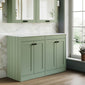 Farlow Shaker Floor Standing 1200mm 4-Door Vanity with Marble Countertop - Satin Green