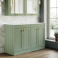 Farlow Shaker Floor Standing 1200mm 4-Door Vanity with Marble Countertop - Satin Green