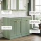 Farlow Shaker Floor Standing 1200mm 4-Door Vanity with Marble Countertop - Satin Green
