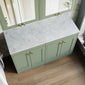 Farlow Shaker Floor Standing 1200mm 4-Door Vanity with Marble Countertop - Satin Green