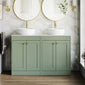 Farlow Shaker Floor Standing 1200mm 4-Door Vanity with Marble Countertop - Satin Green