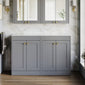 Farlow Shaker Floor Standing 1200mm 4-Door Vanity with Marble Countertop - Satin Grey