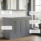 Farlow Shaker Floor Standing 1200mm 4-Door Vanity with Marble Countertop - Satin Grey