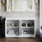Owen & Oakes Farlow Shaker Floor Standing 1200mm 4-Door Vanity with Marble Countertop - Satin White - welovecouk