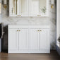 Owen & Oakes Farlow Shaker Floor Standing 1200mm 4-Door Vanity with Marble Countertop - Satin White - welovecouk