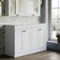 Farlow Shaker Floor Standing 1200mm 4-Door Vanity with Marble Countertop - Satin White