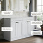 Farlow Shaker Floor Standing 1200mm 4-Door Vanity with Marble Countertop - Satin White