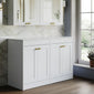 Owen & Oakes Farlow Shaker Floor Standing 1200mm 4-Door Vanity with Marble Countertop - Satin White - welovecouk