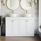Farlow Shaker Floor Standing 1200mm 4-Door Vanity with Marble Countertop - Satin White