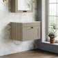 Farlow Shaker Wall Mounted 600mm 1-Drawer Vanity with Marble Countertop - Pebble Grey