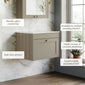 Farlow Shaker Wall Mounted 600mm 1-Drawer Vanity with Marble Countertop - Pebble Grey